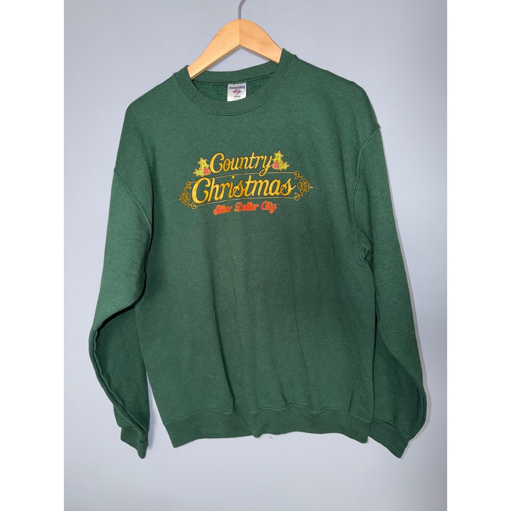 Jerzees Country Christmas‎ Silver Dollar City Sweatshirt Green Crewneck M